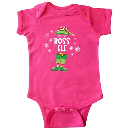 

Inktastic Funny Christmas I m the Boss Elf with Shoes and Hat Gift Baby Boy or Baby Girl Bodysuit