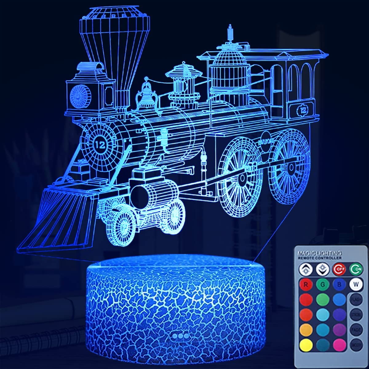 YSITIAN 3D Night Light for Kids Steam Train with Remote Control & Smart ...