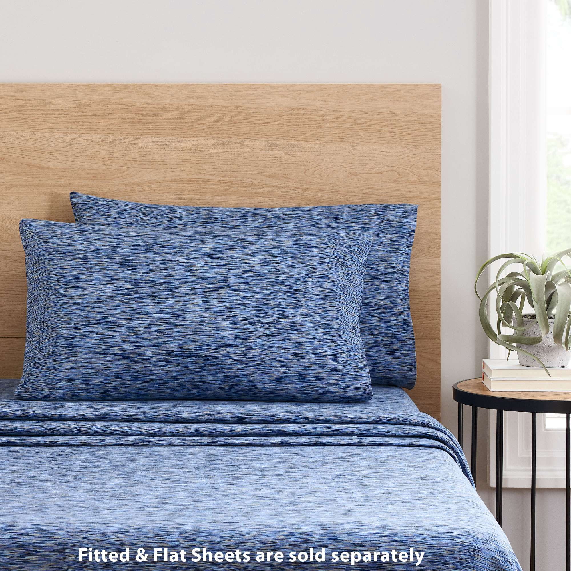 Mainstays Extra Soft Jersey Pillowcase Set, King, Blue Crackle, 2-Pieces