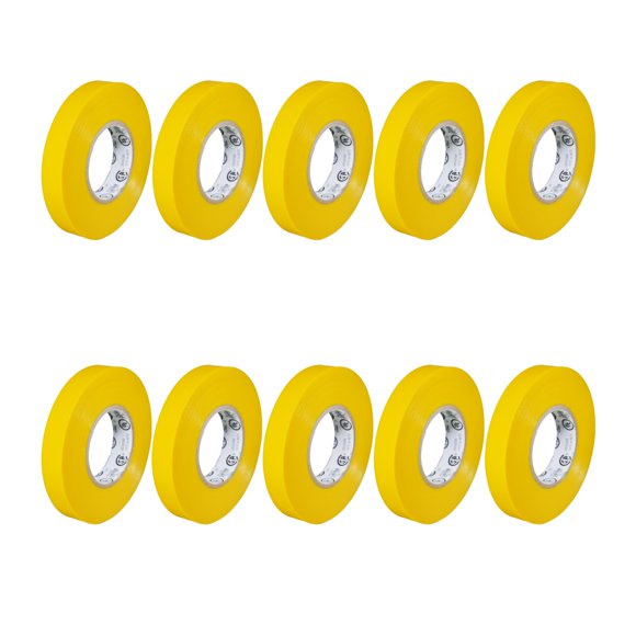 GGR Supplies Ruban Électrique Usage Général Couleur El.R.U.-766AW 66 Pieds (L) UL/CSA Listed core. Ruban Électrique en Caoutchouc Synthétique Vinyle Utilitaire (1/2 Po x 66 Pi. (Lot de 10), Jaune)