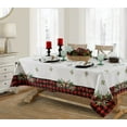 thumbnail image 5 of Christmas Aspen Red Black Plaid and Garland Bordered 70 inch Round Fabric Dining Tablecloth, 5 of 9