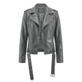 thumbnail image 7 of LYSMORA 2026 Men's Asymmetric Zip Faux Leather Jacket, Lapel Collar Belted Waist Multi Zipper Pockets Loose Fit Biker Casual Outerwear, 7 of 7