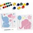 thumbnail image 2 of 2pcs Baby Elephant Stencil Elephant Template Star Heart Balloon Elephant Footprint Pattern Elephant Wall Decor with Paint Brush, 2 of 9