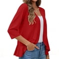thumbnail image 4 of Yievot Open Front Cardigans for Women Solid Color 3/4 Sleeve Lightweight Business Casual Office Tops, 4 of 7