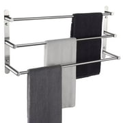 KOKOSIRI Bath Towel Bars Stainless Steel Bathroom 3-Tiers Ladder Towel Rack Wall Mount Towels Shelves Brushed Nickel B5002BR-L24