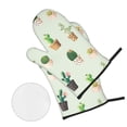 thumbnail image 3 of YFYANG Oven Mitts and Pot Holders Sets 4 Pieces, Non-Slip Heat Resistant Cactus Plants Pots Flowers Pattern Kitchen Glove Pot Mat for Cooking and Baking, 3 of 8