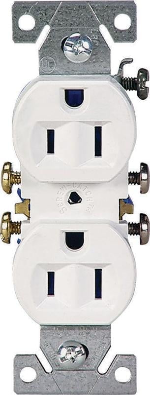 Cooper 270W Grounded Straight Blade Duplex Receptacle, 125 V, 15 A, 2 Pole