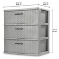 thumbnail image 3 of Sterilite Storage Drawer, 3 Drawer Plastic Weave Wide Tower with Pull Handles, Gray, 3 of 9