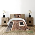 thumbnail image 4 of Ambesonne Rustic Quilted Bedspread Set 2 Pcs, Old House Door Brickwork, Twin Size, Brown Cream Redwood, 4 of 5