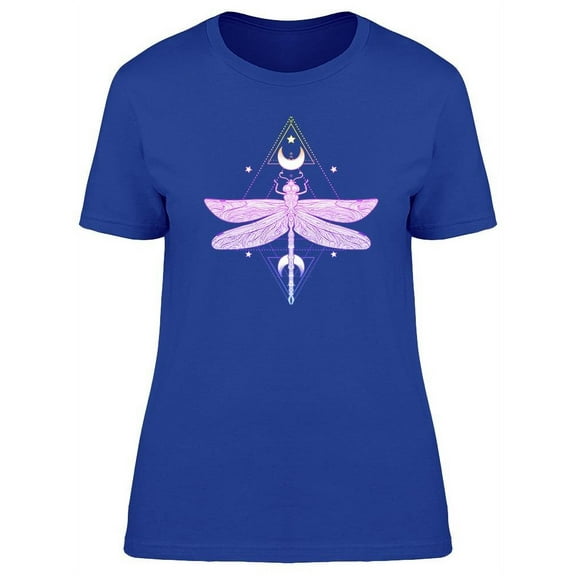 Violet Dragonfly On Pattern  T-Shirt Women -Image by Shutterstock, Female Medium