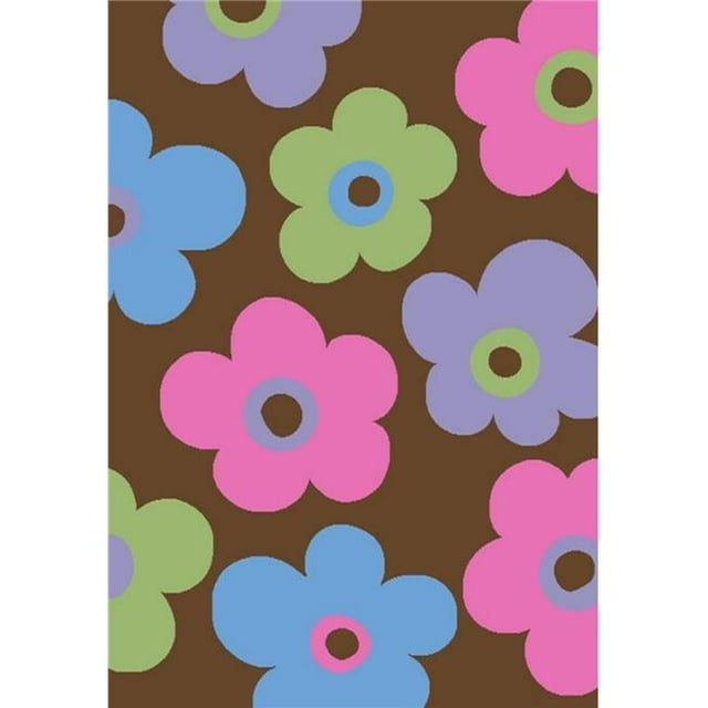 Fleurs Alisées 2 Pi. 7 Po. x 4 Pi. 1 Po. - Marron