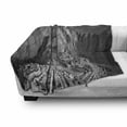 thumbnail image 3 of Black and White Soft Flannel Fleece Blanket, Aerial View of Peru Village Architectural Landmark Buildings Day Time, Cozy Plush for Indoor and Outdoor Use, 70" x 90", Black and White, by Ambesonne, 3 of 6