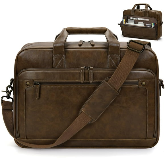Laptop Bag for Men 16 Inch Vintage Leather Messenger Bag Laptop Briefcase Large Crossbody Shoulder Office Computer Bag Attache Case Retro College Satc