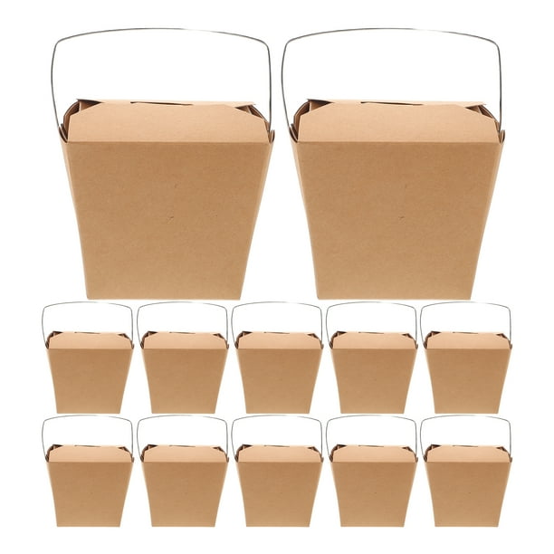 GOOHOCHY Caja de comida china de papel de 50 piezas con mango de alambre de hierro, contenedores de papel para comida fría y caliente para llevar, para restaurantes, bodas, accesorios de embalaje