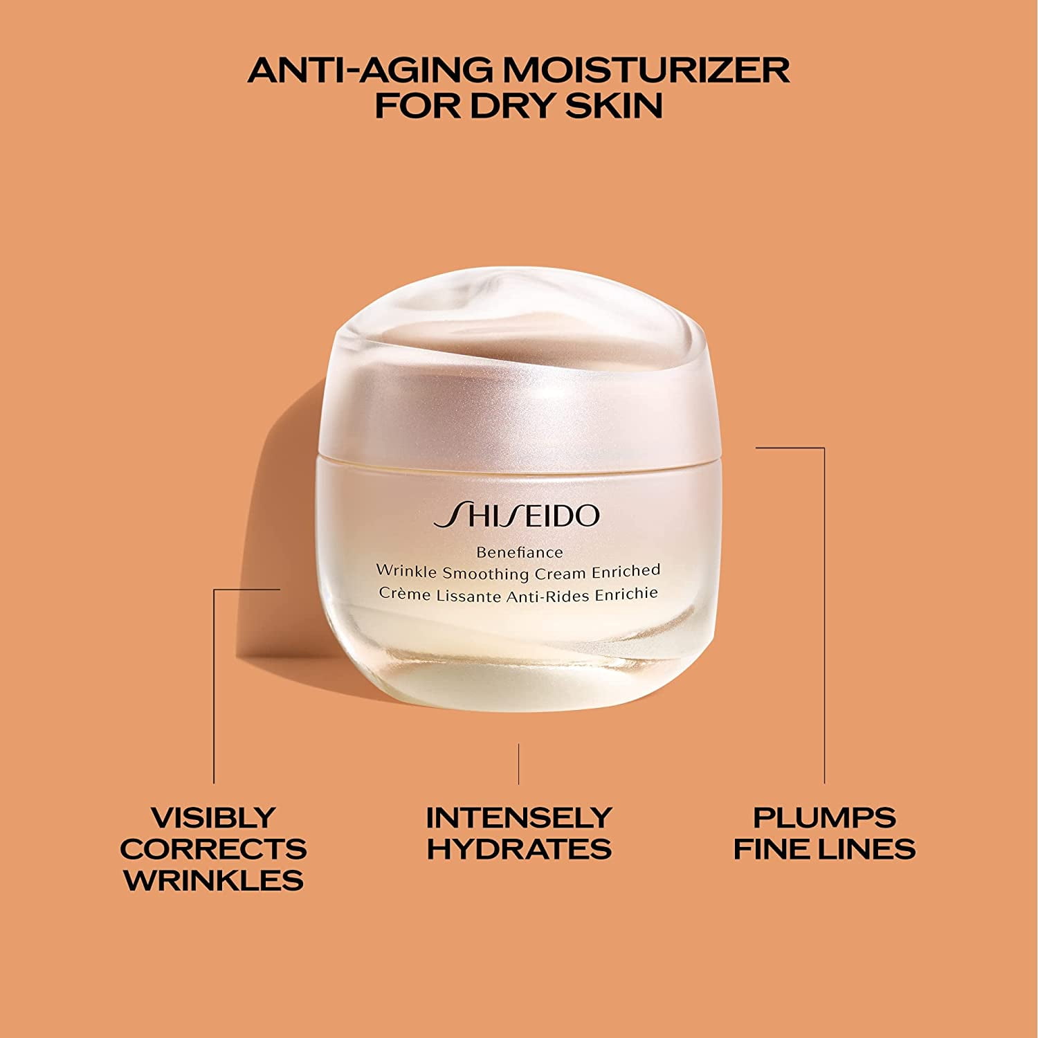 ($70 Value) Shiseido Benefiance Wrinkle Smoothing Face Cream Enriched, 1.7 Oz