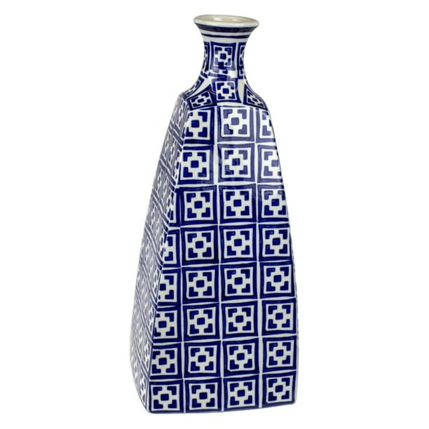 Sagebrook Home Geometric Table Vase Blue White Walmart Com Walmart Com