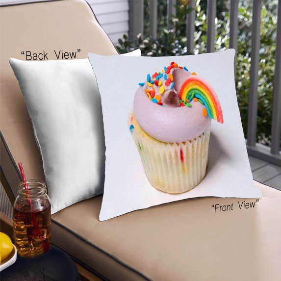 Ahgly Company Foods Cupcake Outdoor Throw Pillow, 18 inch by 18 inch