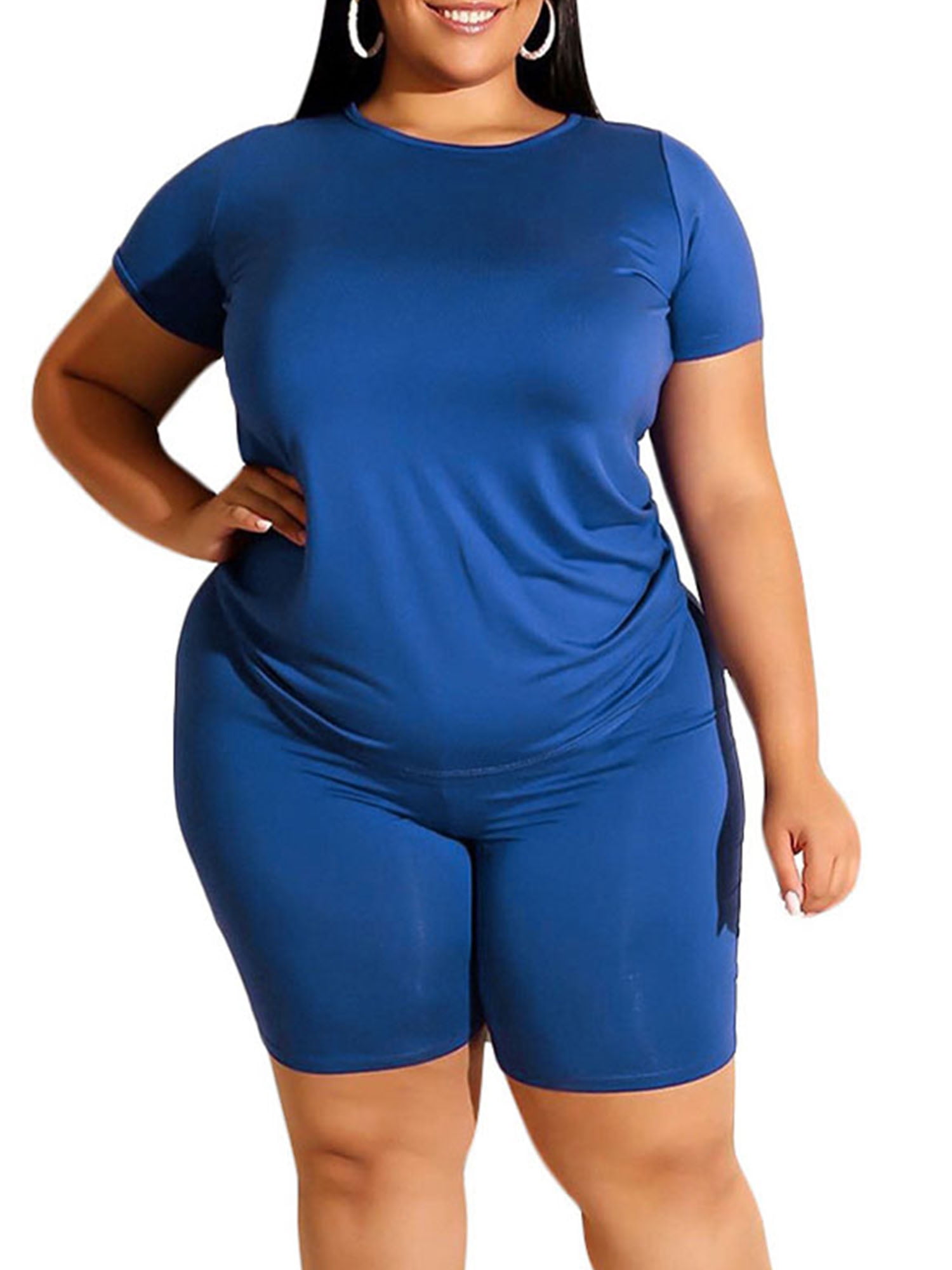 Capreze Women Plus Size Two Piece Outfits Summer Sweatsuits Jogger Sets