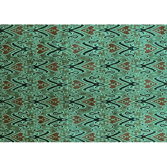 Ahgly Company Indoor Rectangle Oriental Turquoise Blue Industrial Area Rugs, 2' x 3'