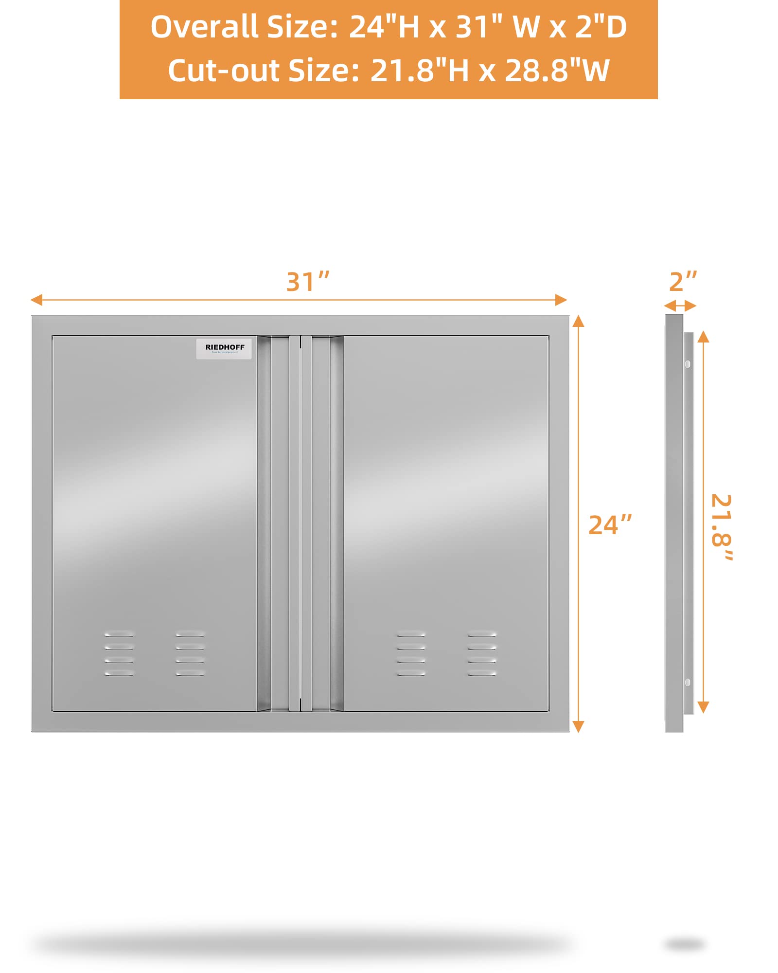 HA-EMORE 304 Stainless Steel Outdoor Kitchen Access Door with Recessed Handle, Double Access Door for BBQ Island, Grilling Station - image 2 of 8