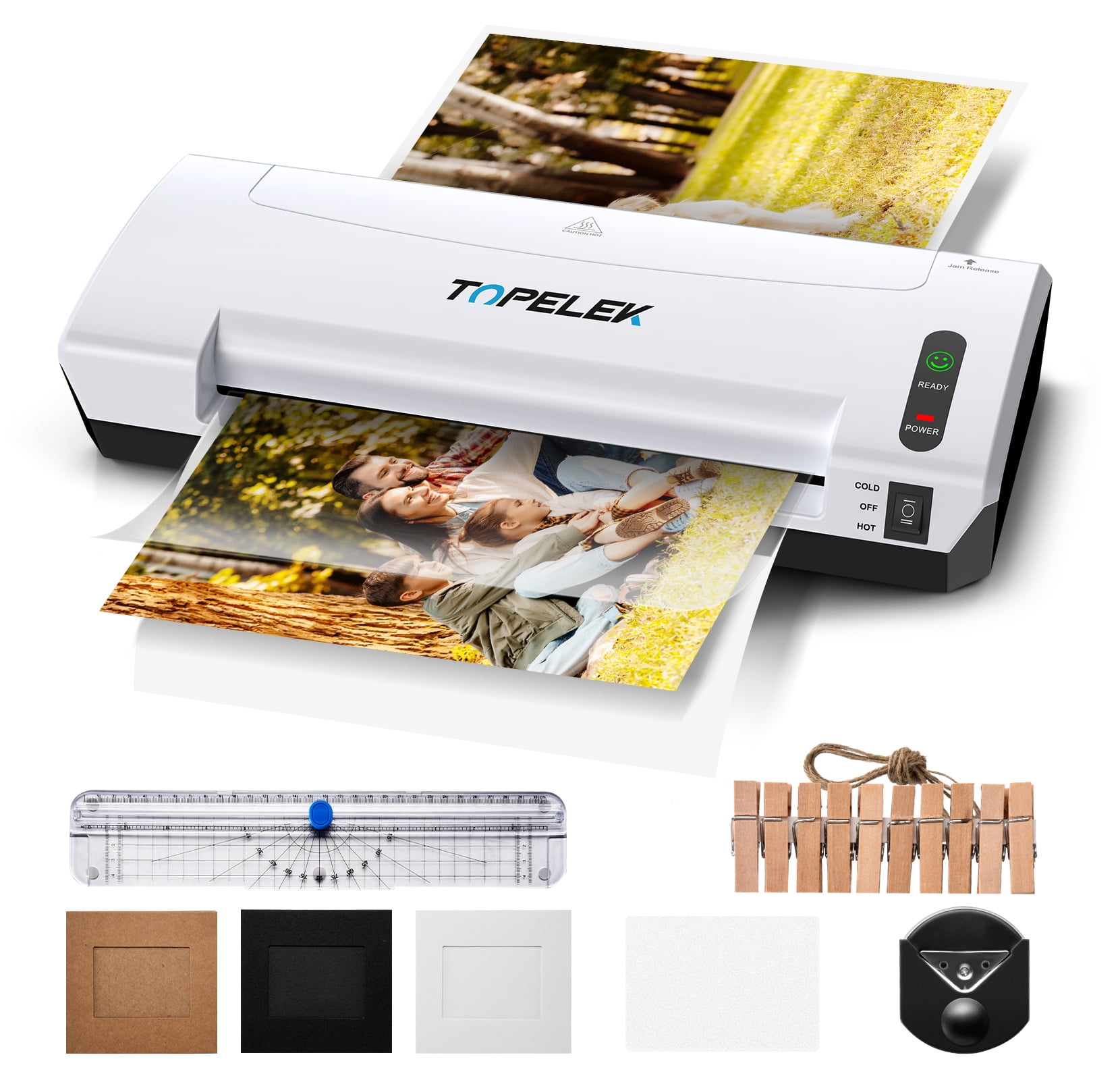 Paper Trimmer with 30 Laminating Pouches 5 in 1 Thermal Laminator Machine Photo Frames Set for Classroom Office Corner Round 90s Quick Warm-up Laminating Machine Thermal Laminator Machine Cold 