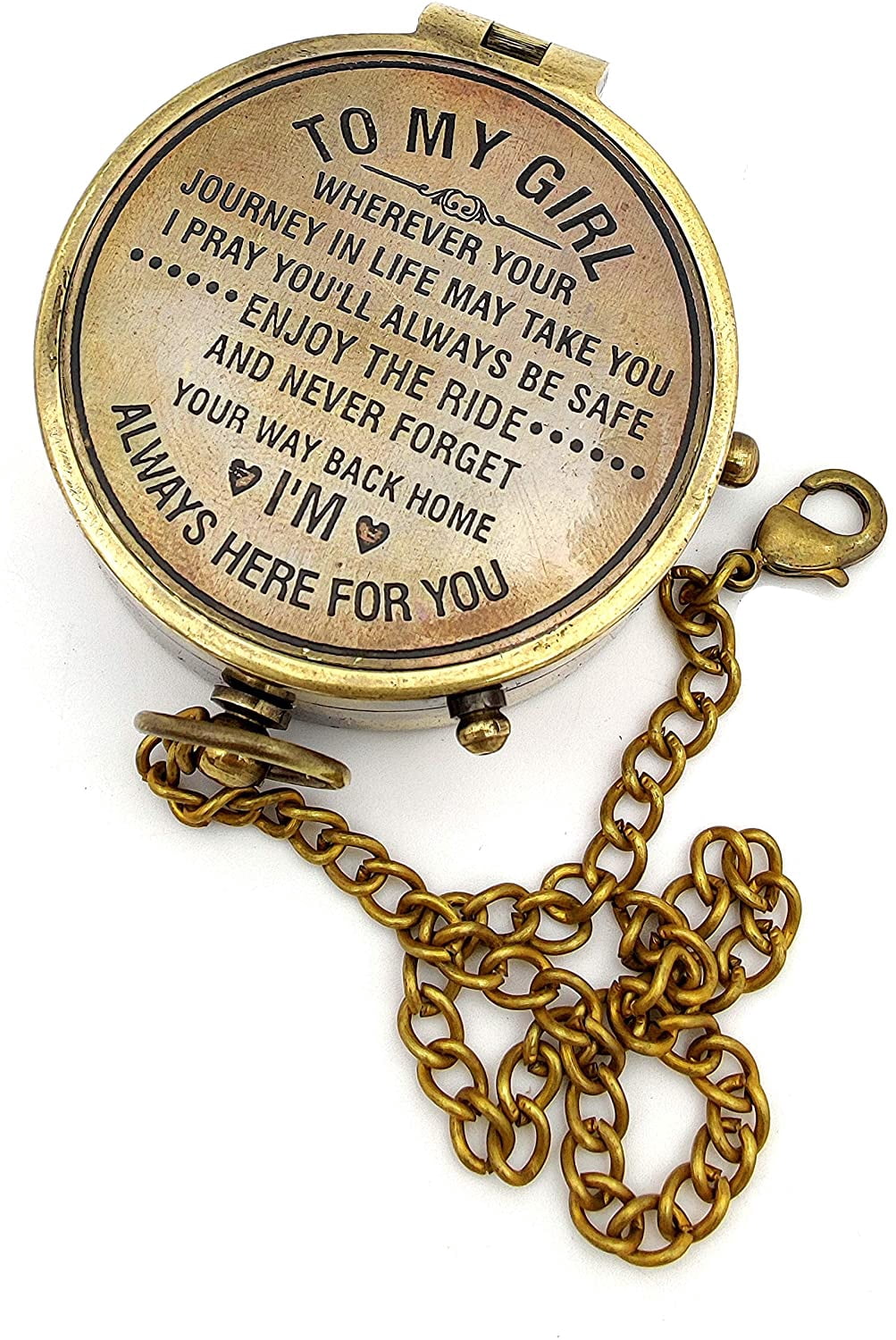 5MOONSUN5's Engraved Brass Compass Gift to My Girl/Daughter/Gift for Girl from Dad/Gift to Daughter from Mom/Engraved Gift/Father Mother Gift A Perfect and Personalized Gift with Leather Case