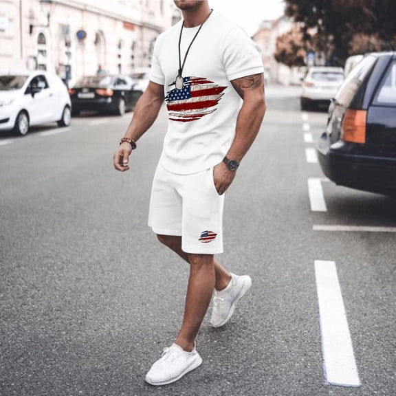 Vedolay Casual Short Sets For Men Mens 2 Piece Casual Summer Shorts Sets Muscle Short Sleeve Shirt Suits,Green M