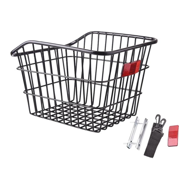 Cesta de almacenamiento trasera para bicicleta de metal sin tapa, cesta de carga, construcción robusta, gran capacidad, accesorios para bicicletas de