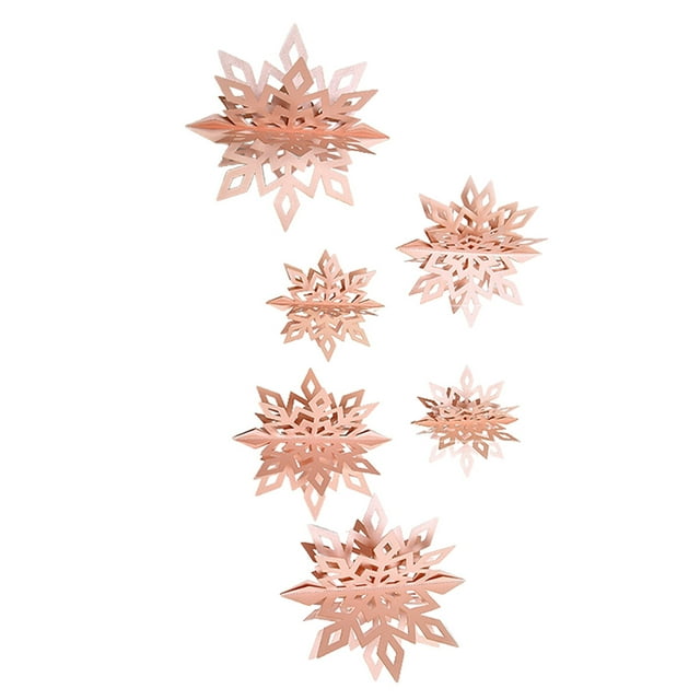 1 Set Christmas Decorations Funny Exquisite Simple Style Stereo Exquisite Stereo Snowflake Indoor Hanging Prop Festival Adornment Decor for Scene Layout Pink