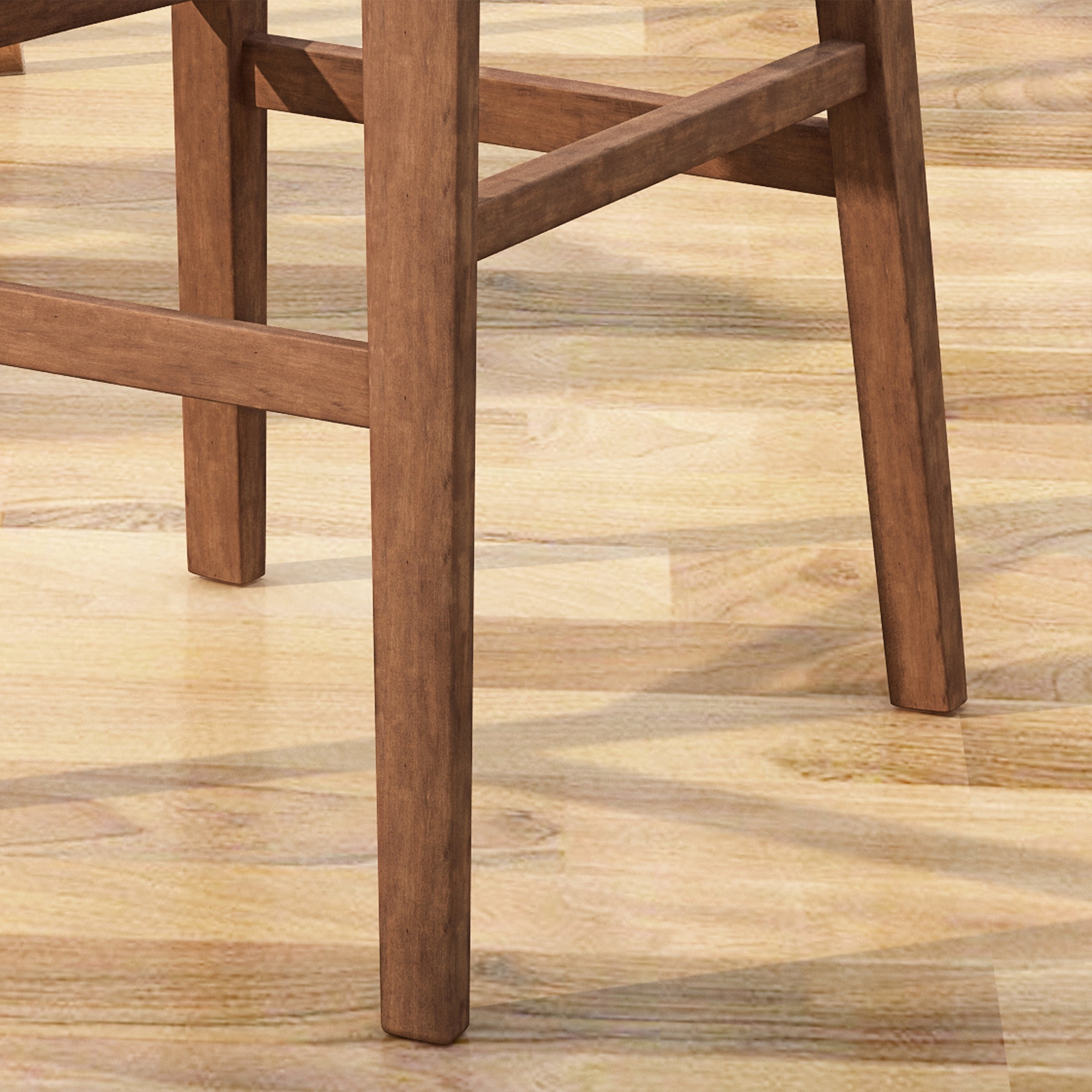 Noble House Rayan Mid Century Modern Fabric and Rubberwood Barstools, Set of 2, Beige
