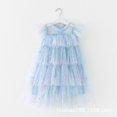 thumbnail image 3 of GYRATEDREAM Little Girl Sequin Star Tulle Tutu Dress Toddler Kids Ruffles Sleeve Flower Girl Wedding Party Princess Birthday Dresses for 9-10Y Blue, 3 of 9