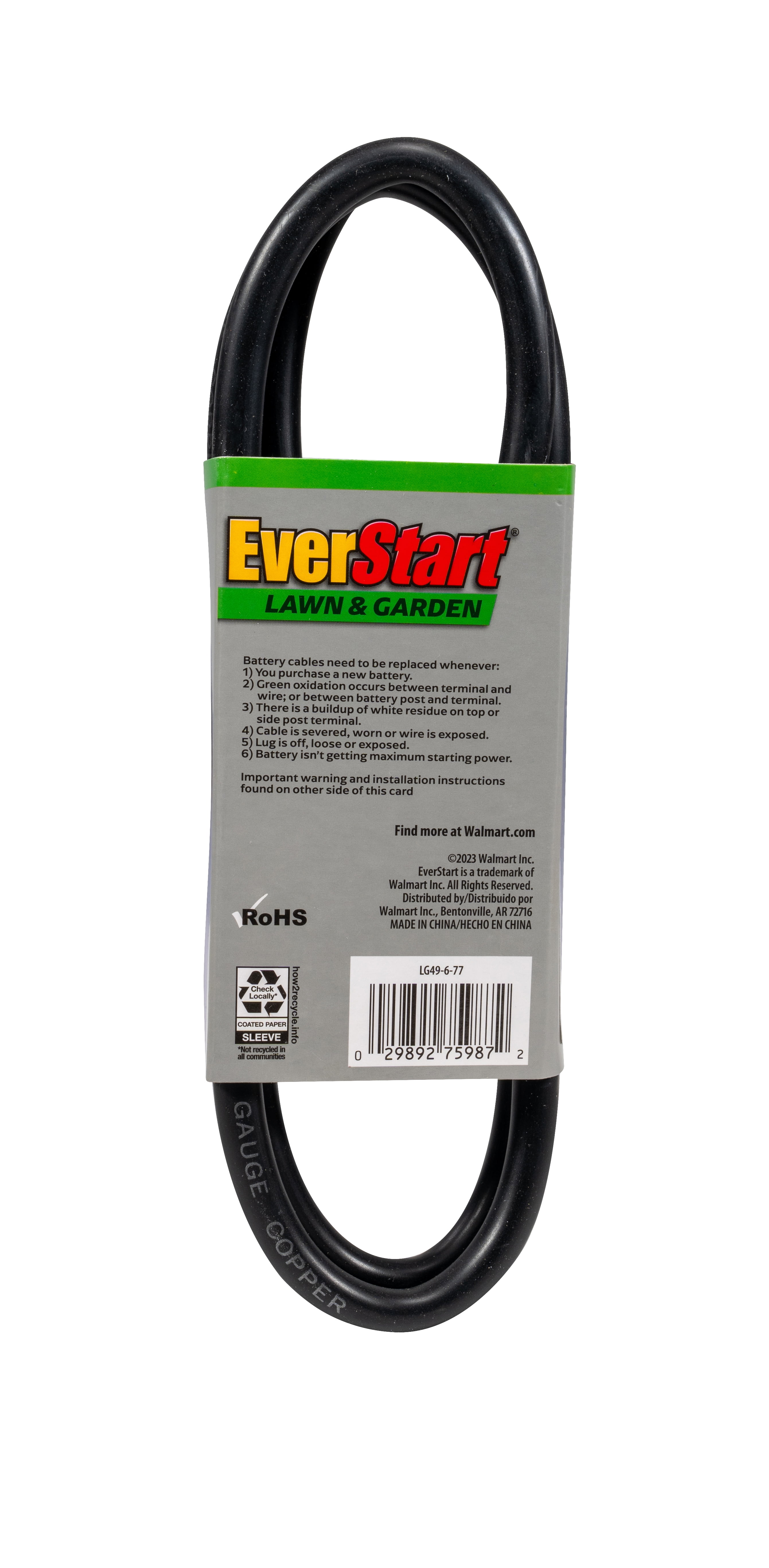 (4 pack) Everstart LG49-6-77 6-Gauge 49" Black Lawn and Garden Battery Cable