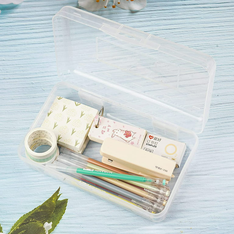 Transparent Plastic Pencil Box, Large Capacity Pencil Case, Pencil Boxs for  Kids Adults, Hard Crayon Box Storage with Snap-Tight Lid for School Office  Supplies 