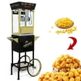thumbnail image 2 of 12oz Popcorn Machine Cart, Popcorn Cart with Wheels, Vintage Popcorn Machine with Stainless Steel Kettle, Movie Theater Style Popcorn Machine for Party, Black, 2 of 15