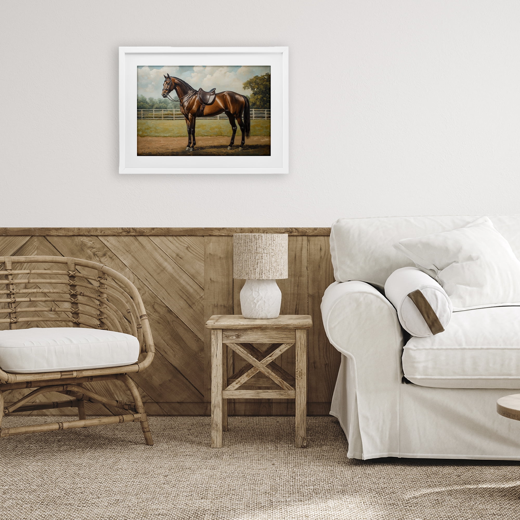 Stupell Industries Saddled & Ready For The Show White Framed Print Under Glass, design by Petal Prints Design