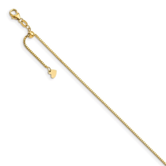 Auriga Fine Jewelry 14K Yellow Gold Adjustable Box Chain Anklet 11inch for Women