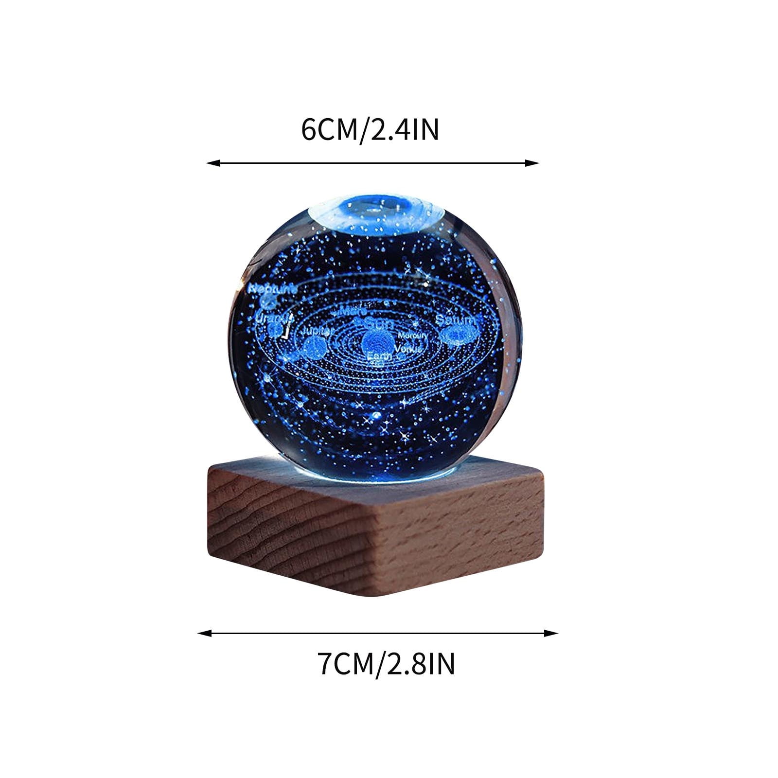 Veilleuse 3D En Verre Coloré USB Projecteur Lampe Globe Boule De Cristal Veilleuse D'ambiance Avec Base En Bois Pour Cadeaux De Maison Blanc (lampe D'amour