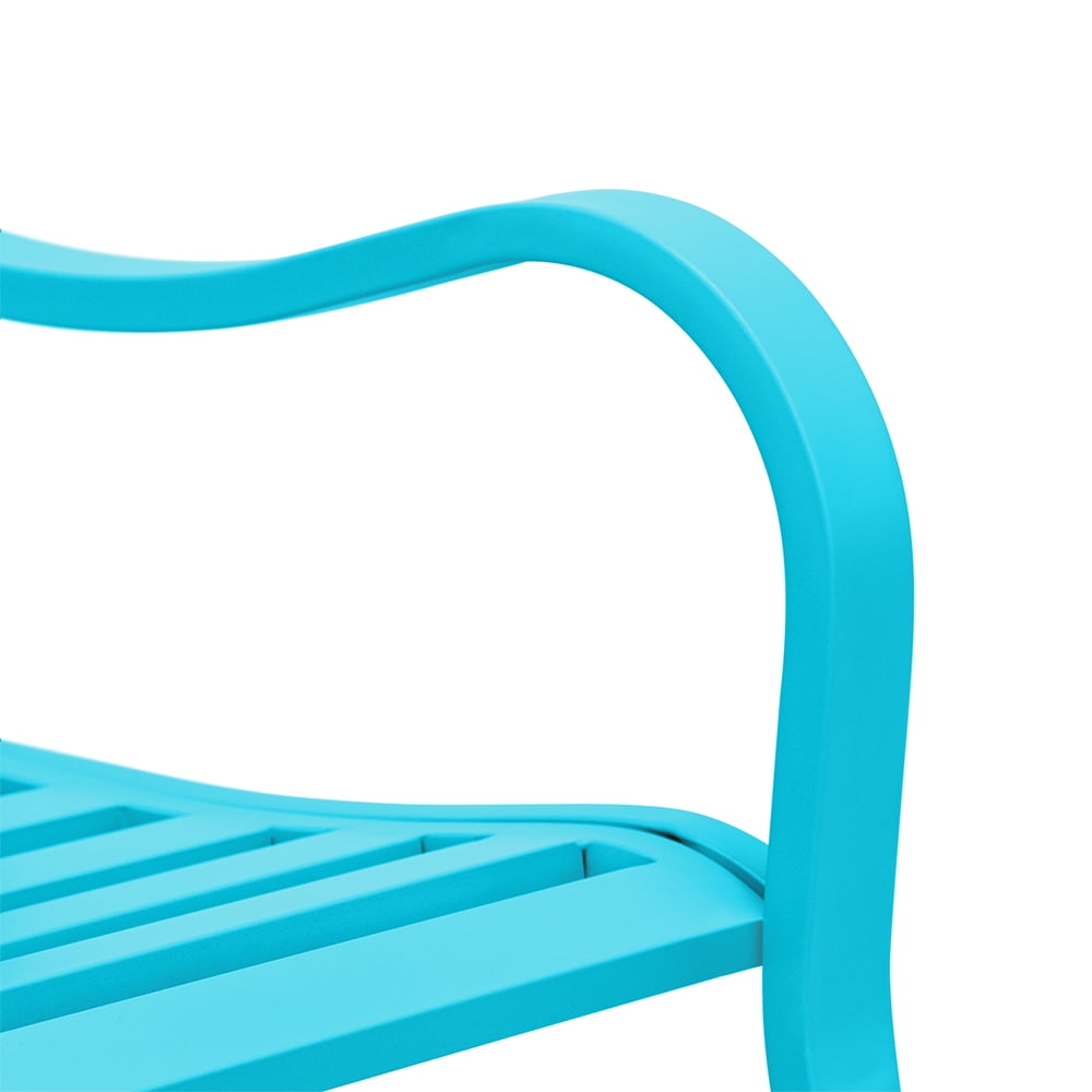 Abble Outdoor Metal Garden Bench Steel Patio Loveseat Park Bench - Blue