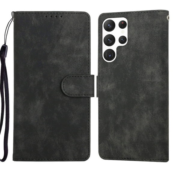 Fit Samsung Galaxy S22 Ultra 2022 Wallet Phone Case, Premium PU Leather with Card Slot Cash Pocket Magnetic Flip Kickstand Protective Cover For Samsung Galaxy S22 Ultra,Black