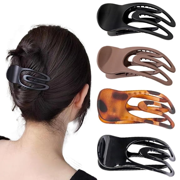 ZOUYUE 4 PCS French Flat Hair Clips for Women,3.54 Inch Curved Hair Claw Clips Alligator Hair Barrettes Volume No Slip Grip Strong Hold Banana Hair Clamps Jaw Clips Styling Hair Accessories