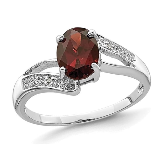 1.30 Carat (ctw) Garnet Oval Cut Ring in Sterling Silver