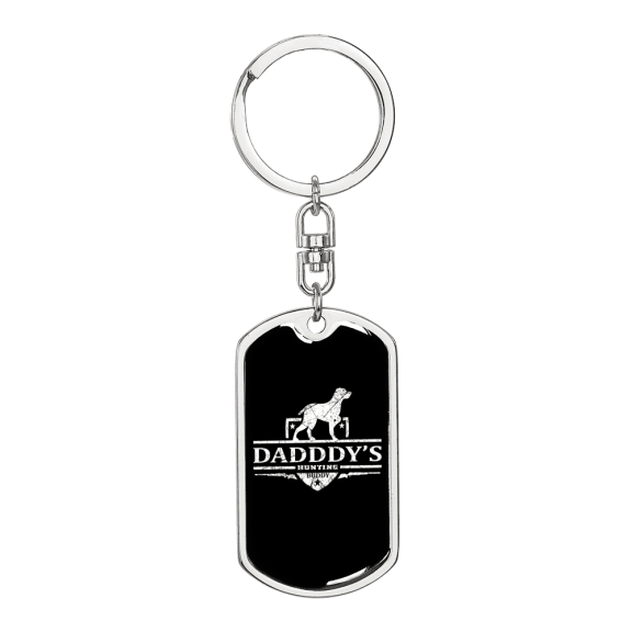 Daddy'S Hunting Buddy Dog Stainless Steel or 18k Gold Premium Swivel Dog Tag Keychain