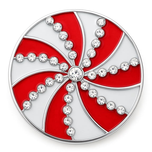 Peppermint Rhinestone Christmas Snap Jewelry Ginger Charm Button, For Interchangeable DIY Customizable Accessories