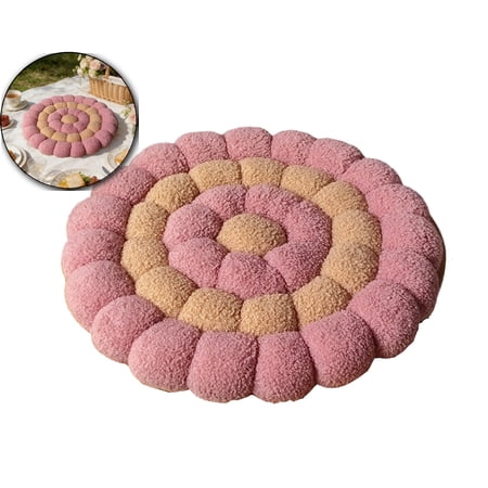 16.5 Small Cushion Round Plush Throw Pillow Flat Round Shaped Cushion Mat Home Decor Foft Fuzzy Chair Plush Pillow Soft Chair Pads Floor Cushions