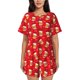 thumbnail image 1 of Fotbe Christmas Hat beer Conjunto de Pijama Estampado para Mujer, 2 Piezas, Ropa de Dormir con Camiseta de Manga Corta y Shorts Suaves-4X-Large, 1 of 6