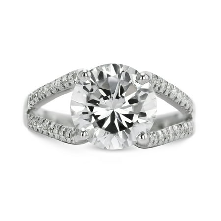 14K White Gold Natural Certified Diamond Engagement Ring 1.63 CT Round