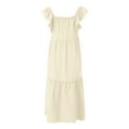 thumbnail image 3 of Women's Spring Square Dress Off Shoulder Style Elegant Ruffle Hemline Skirt Mini Dresses Woman Tan Dress Dress for Women Casual Summer Women Junior Dresses Swing Dresses Womens Summer Dresses with, 3 of 4