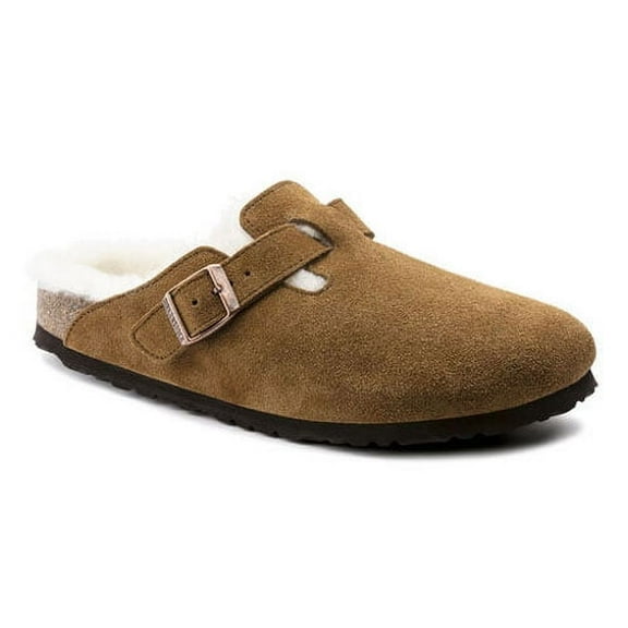 BIRKENSTOCK Women's Boston Shearling Clog Mink Suede/Natural Shearling - 1001140