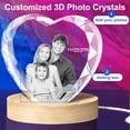 thumbnail image 6 of 3D Crystal Photo Cut Corner Heart Shape Innovation Crystal Picture Personalized Gifts with Your Photo Customized Couples Pet Gifts with Colorful Light Base for Mom, Dad, Men, Women (Small Premuim), 6 of 8