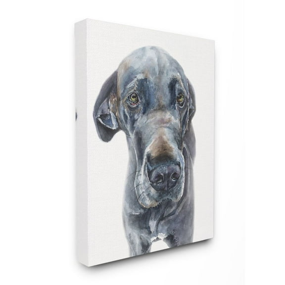 Stupell Industries Cute Great Dane Dog Pet Animal Watercolor Painting Canvas Wall Art by George Dyachenko
